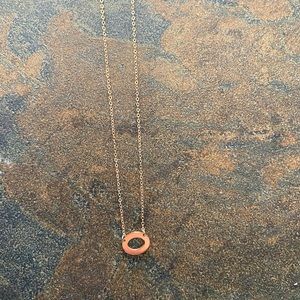 14k solid gold  oval circle necklace sparkle chain adjustable dainty minimalist